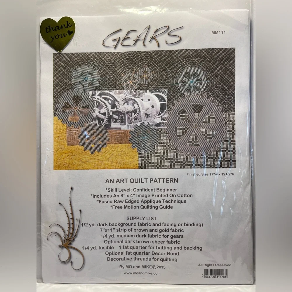 An Art Quilt Pattern Art Quilt Pattern by MO & MIKE - GEARS MM111